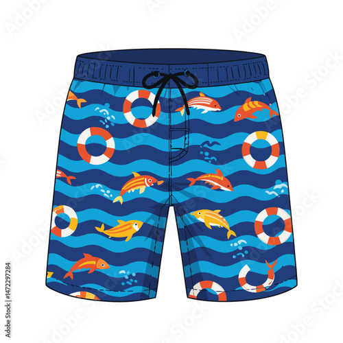 Colorful swim trunks vector illustration on white background