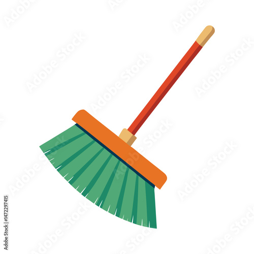 Classic broom vector illustration on white background