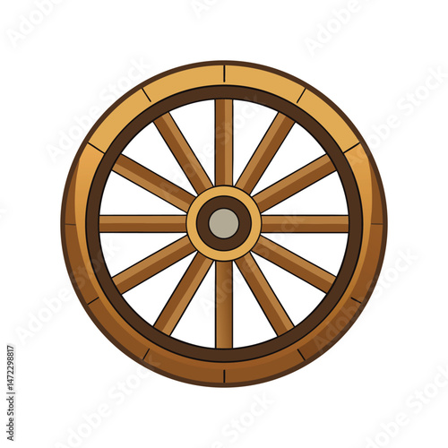 Wooden wagon wheel vector illustration on white background