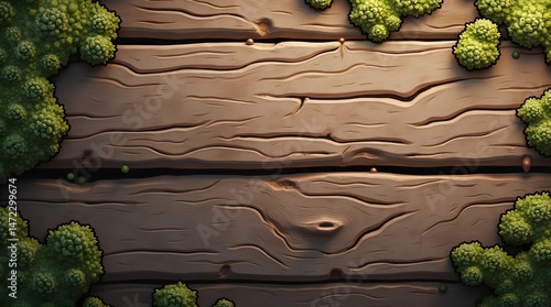 wooden texture with moss background