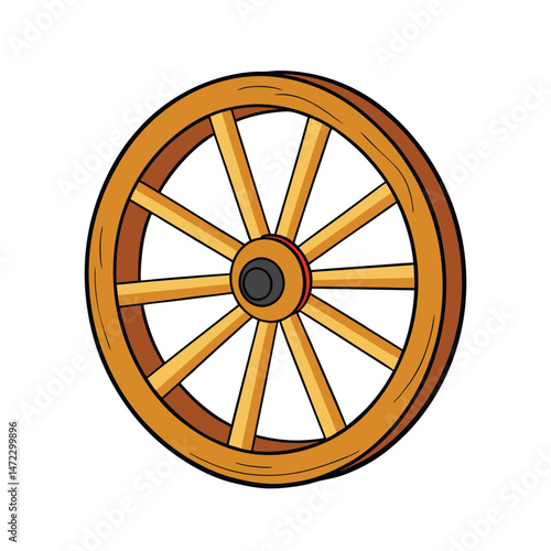 Wooden wagon wheel vector illustration on white background