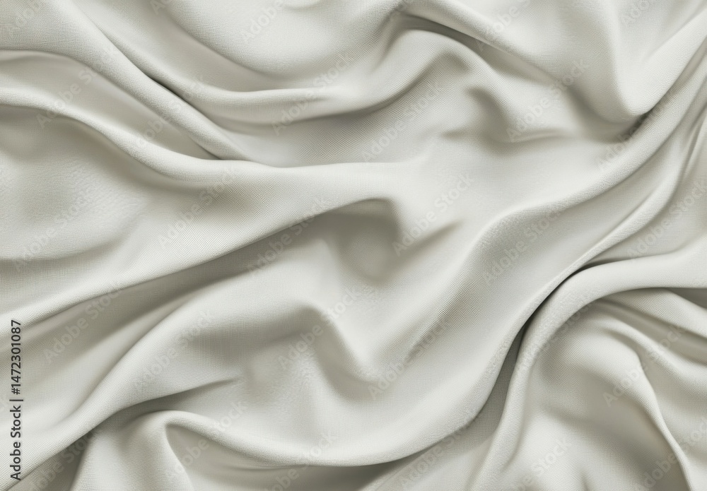 Obraz premium Draped light grey fabric with soft folds and subtle texture, creating an elegant and luxurious background. : Generative AI