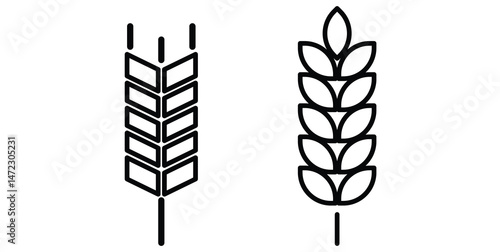 Wheat ear icon set. Grain icon vector eps10.
