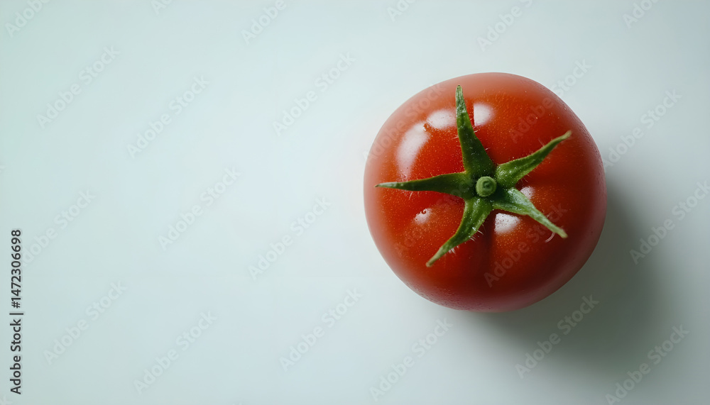One red ripe tomato isolated on white