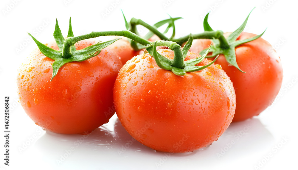 One red ripe tomato isolated on white