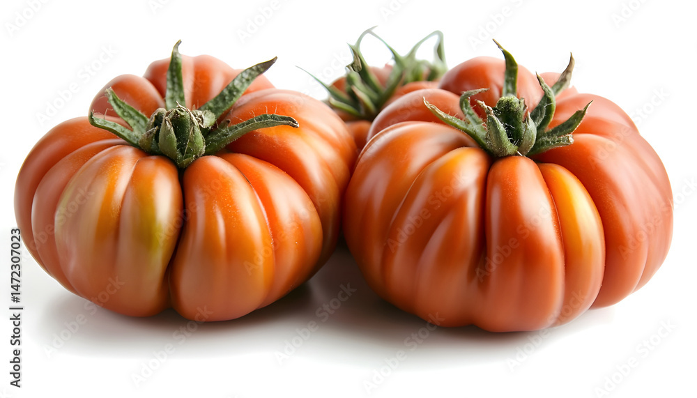 One red ripe tomato isolated on white