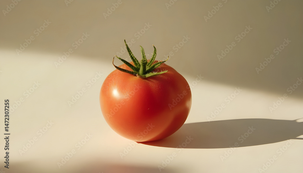 One red ripe tomato isolated on white