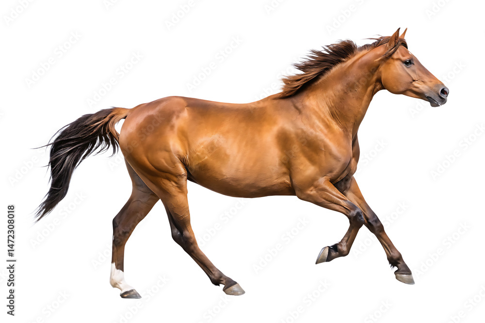 Obraz premium brown running horse isolated on white background PNG