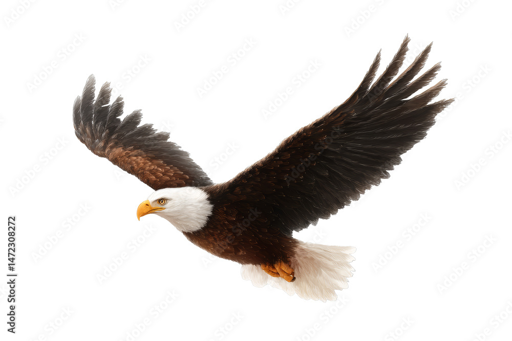 Fototapeta premium [Transparent Background PNG]Majestic Bald Eagle Soaring High in the Sky