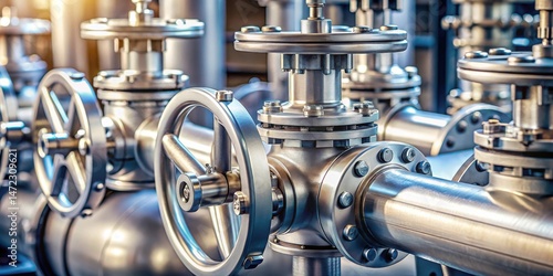 Wallpaper Mural Close-up view of industrial pipe system with valve controls Torontodigital.ca