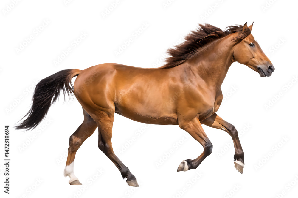 Obraz premium brown running horse isolated on white background PNG
