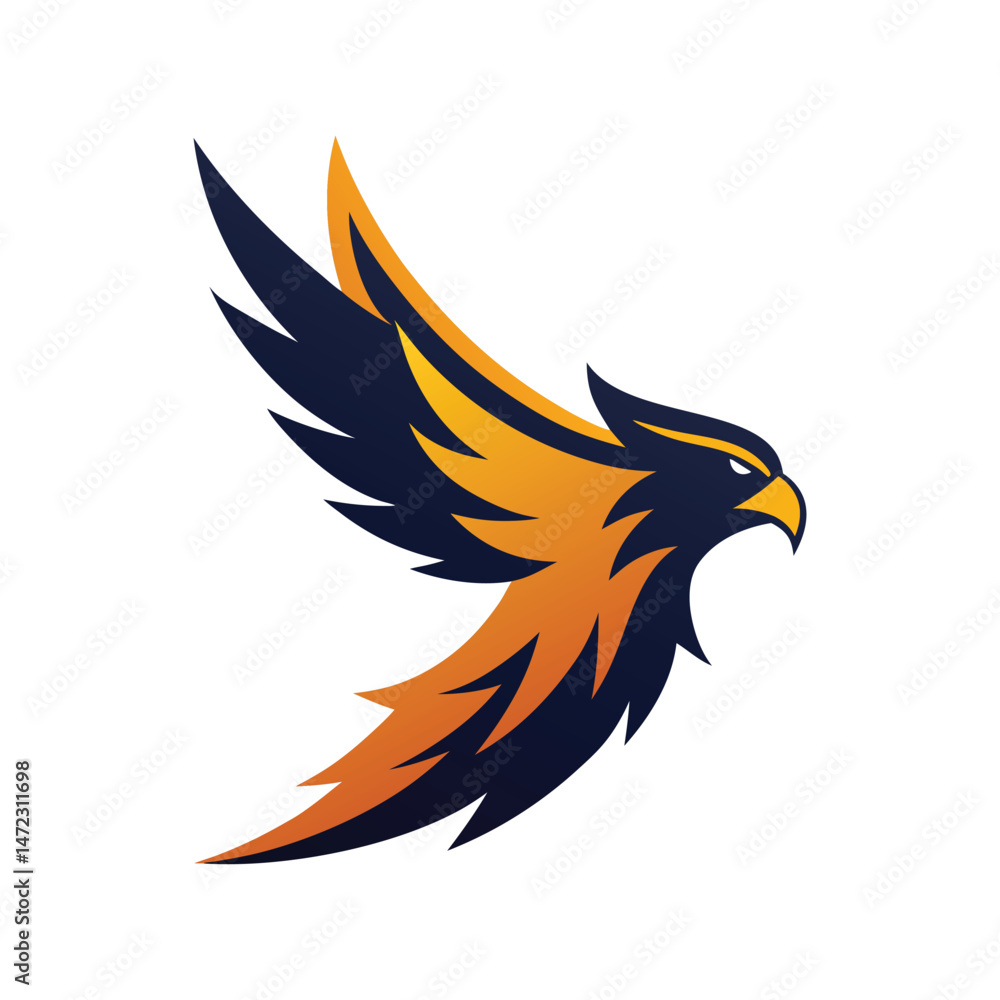 Obraz premium Modern bold eagle logo design featuring orange and navy gradient color scheme