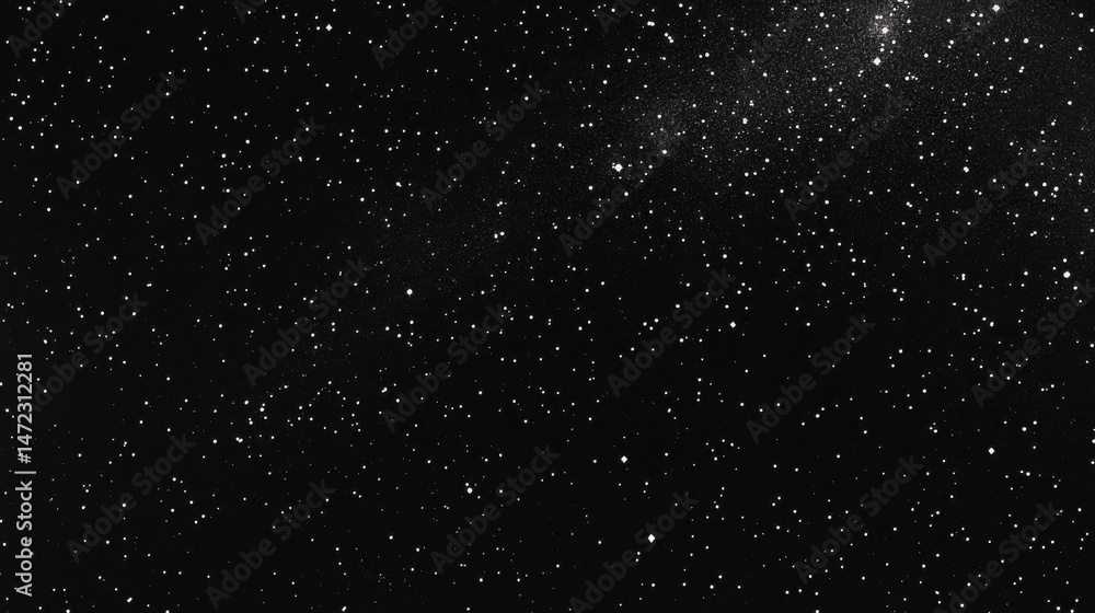 Fototapeta premium A mesmerizing digital illustration of a night sky, densely populated with countless tiny white stars scattered across a deep black expanse, creating a celestial tapestry. : Generative AI