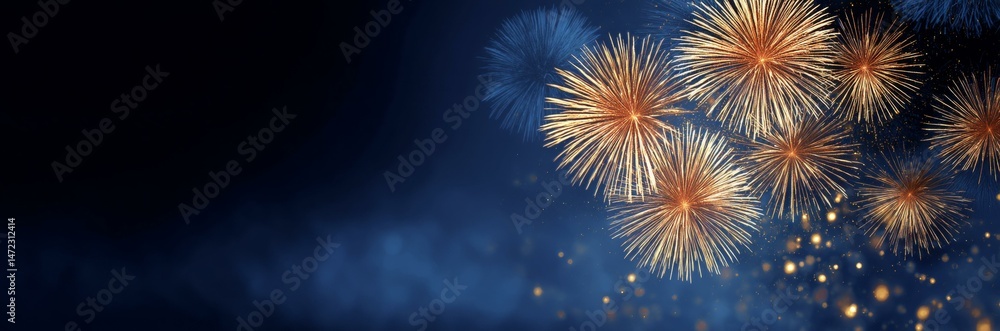 Naklejka premium Colorful Fireworks Explode in the Night Sky