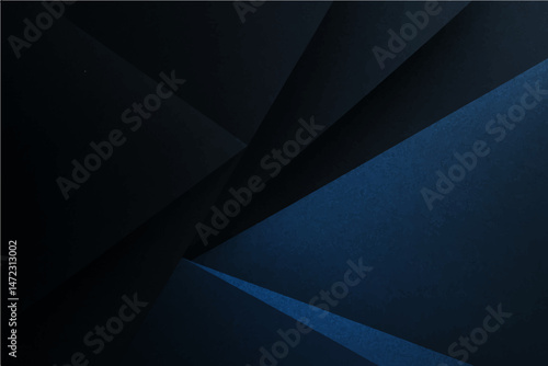 Abstract Light black and blue abstract pattern background. Geometric shape. Line stripe angle facet triangle fold. Color gradient. Noise grain. Business, tech. Design. Minimal.
