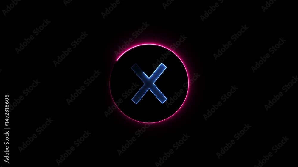Hand drawn royal blue color cross mark symbol appear in a circle isolated on transparent on black background. royal blue red color crossing lines moving. Hand drawn royal blue color cross mark symbol appear in a circle isolated on transparent on black background. royal blue red color crossing lines moving.