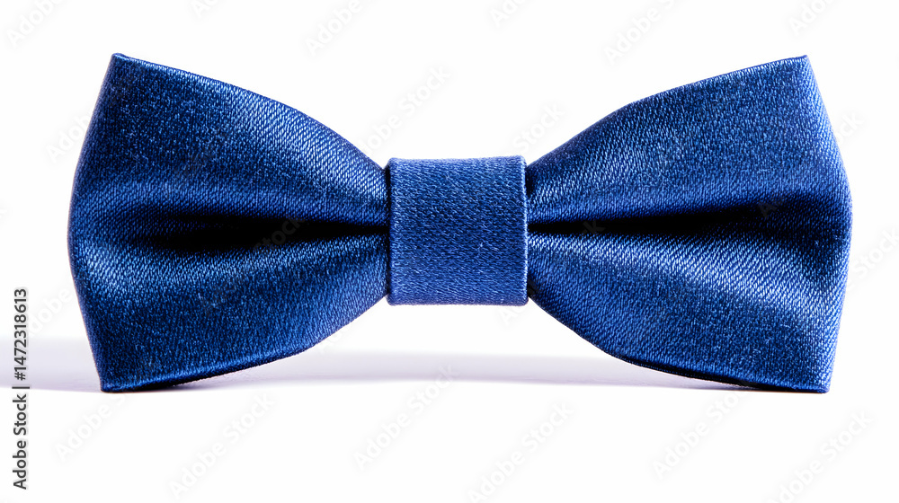 A navy blue bow tie, smooth and polished A navy blue bow tie, smooth and polished