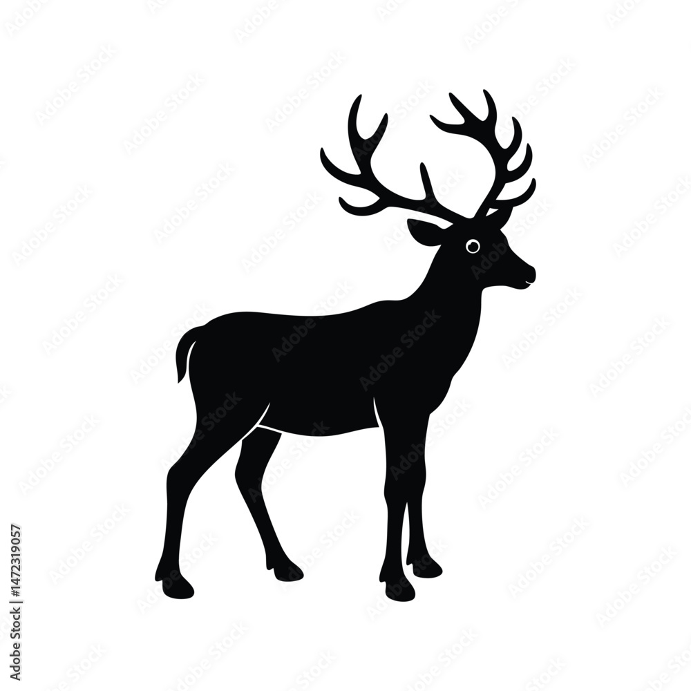 Fototapeta premium Caribou Antlers Vector Silhouette