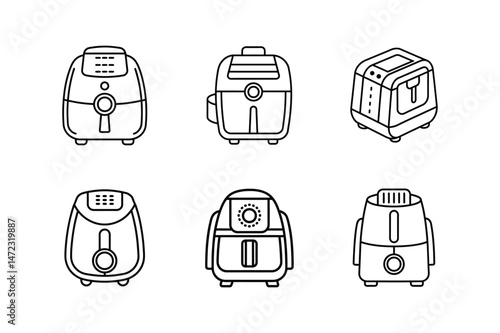 air fryer vector line art illustration