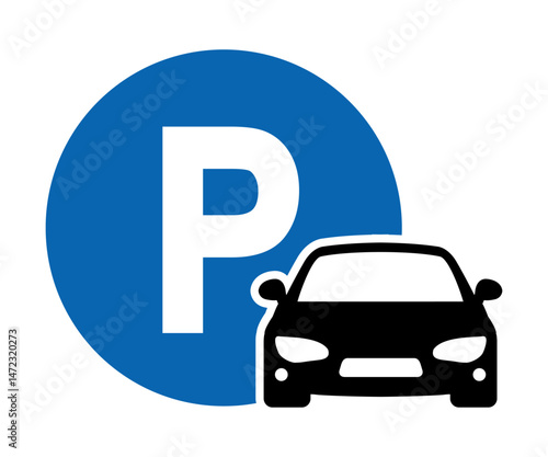 Car parking icon, car parking area - vector