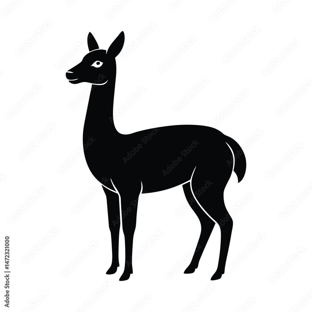Vicuna Neck Vector Silhouette Vicuna Neck Vector Silhouette