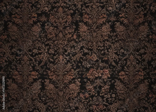 Intricate damask, dark florals, seamless pattern,  shadow,  home
