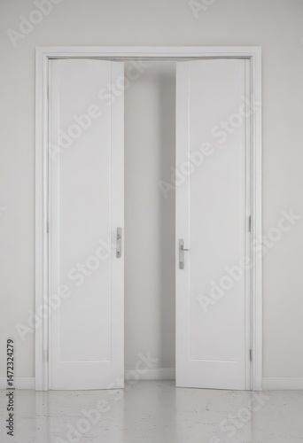 Wallpaper Mural Clean white doors, open & closed, minimalist setting,  backdrop,  design,  home Torontodigital.ca