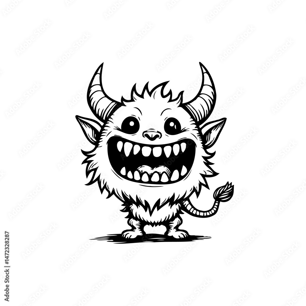 Cartoonish horned character illustration with whimsical charm and unique style Cartoonish horned character illustration with whimsical charm and unique style