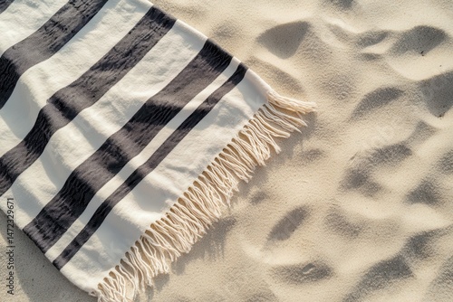 Wallpaper Mural Striped beach towel on the sand (1) Torontodigital.ca
