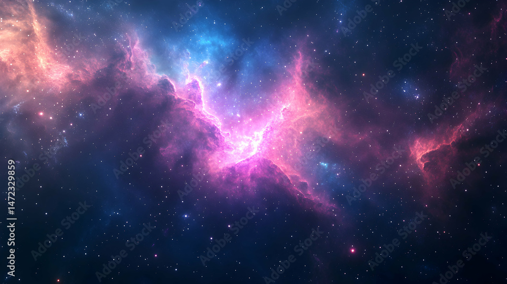 Fototapeta premium Stunning Cosmic Nebula with Vibrant Colors and Starry Background