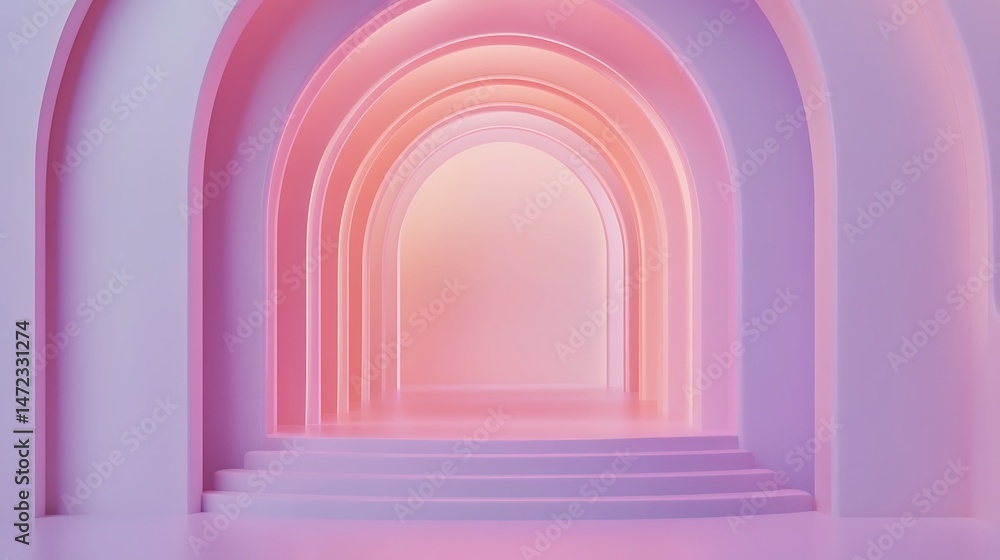 Fototapeta premium Pink Archway Pathway with Abstract.