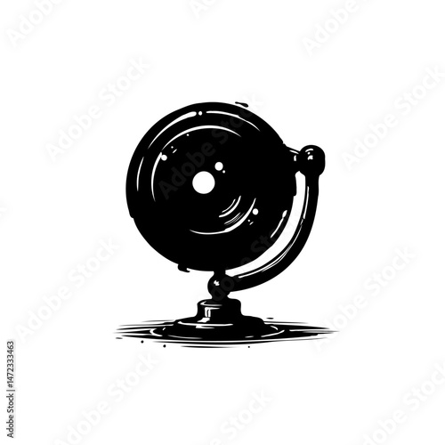 Monochrome school bell artwork showcasing its vintage charm and tonal contrast
