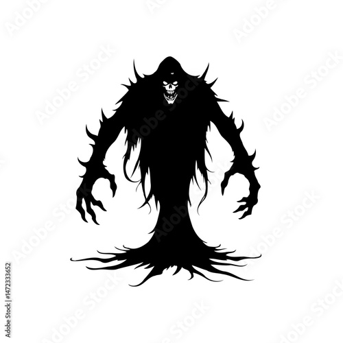 Terrifying Specter of Darkness: Silhouette of a Spectral Entity Emanating Fear