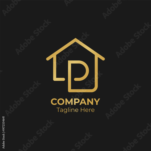 Letter P home luxury logo. Real estate architecture construction icon design.