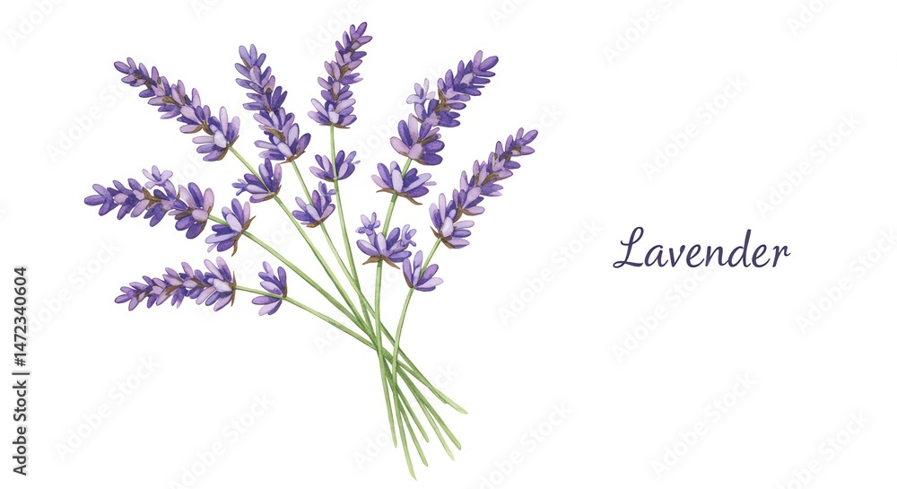 Naklejka premium Lavender flower bouquet illustration