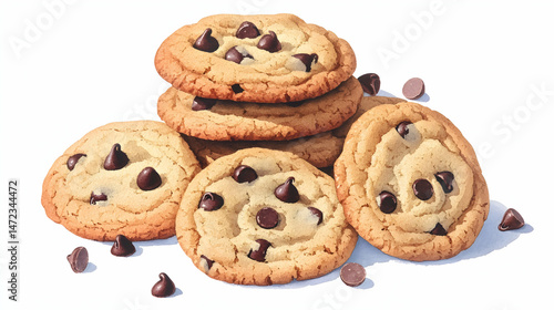 Stacked chocolate chip cookies