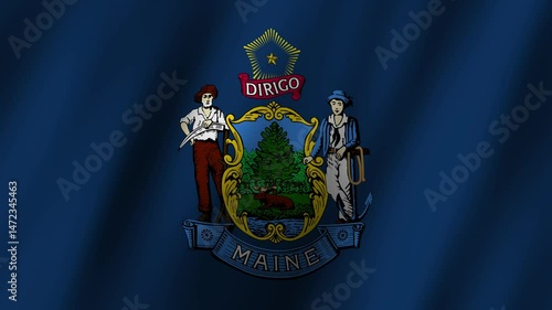 Celebrate freedom and patriotism with the Maine state flag waving proudly under the clear blue sky