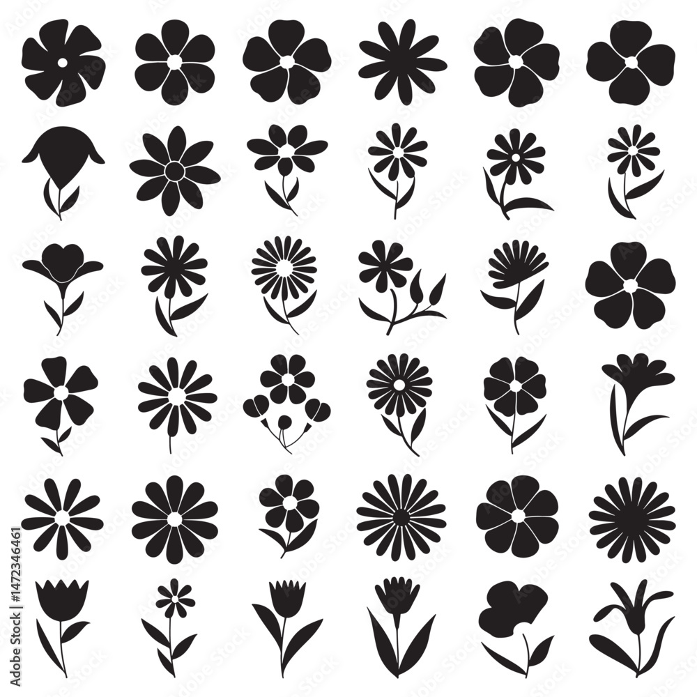 Flower Icon Set vector, Icon Flower Vector Flower Icon Set vector, Icon Flower Vector