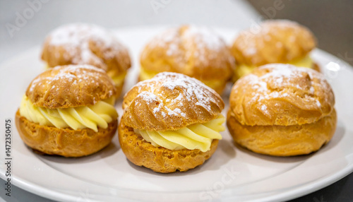 Wallpaper Mural Tasty vanilla cream puffs. Italian patisserie delight. Sweet pastry food. Delicious dessert. Torontodigital.ca