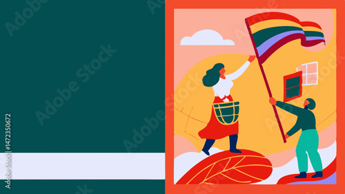 Vibrant Mural Background Featuring Historical Liberation Symbols – Bold & Proud Artistic Statement with Copy Space