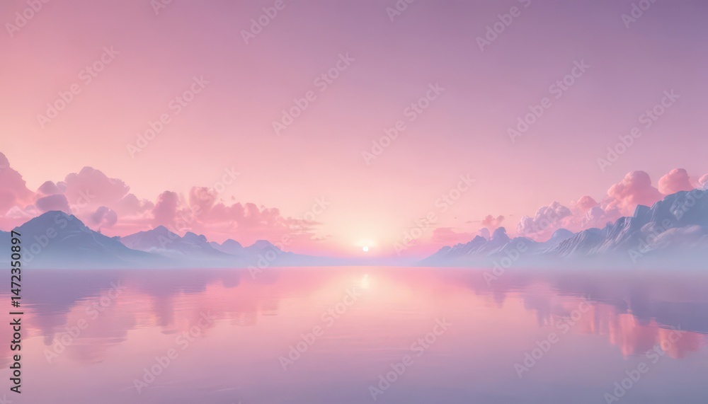 Obraz premium Dreamy pastel sunset gradient, soft cotton candy hues , sunset, vibrant, scene