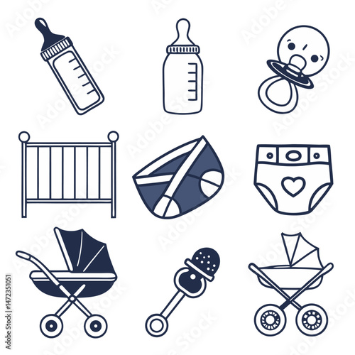 New born baby care vector sheet.