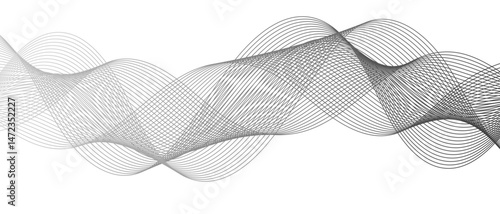 Abstract monochromatic wave pattern with smooth, flowing curves. Shades of grayscale, from light to dark, with subtle gradients. Modern minimalistic aesthetic  digital backgrounds