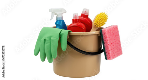 Isolated Cleaning Supplies in Bucket