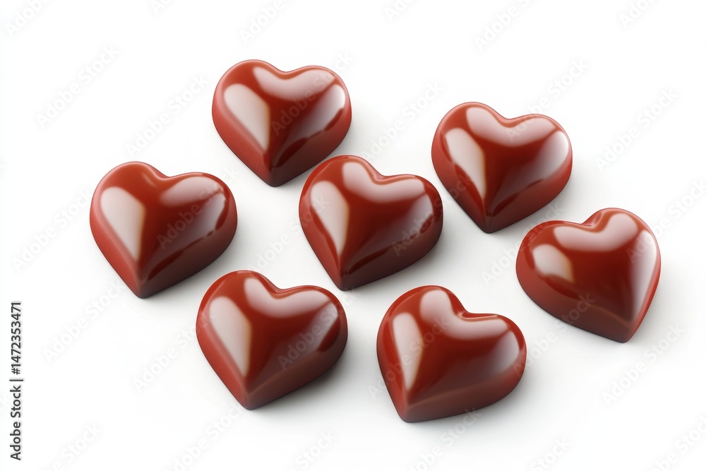 Fototapeta premium Floating Red Chocolate Hearts: Sweet Treats for Valentine's Day Delight