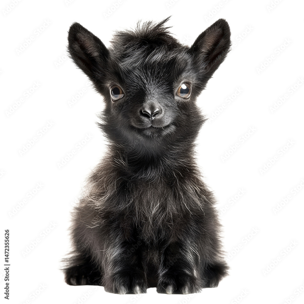 Obraz premium Cute Pygmy Goat on White Background for Isolated Portraits
