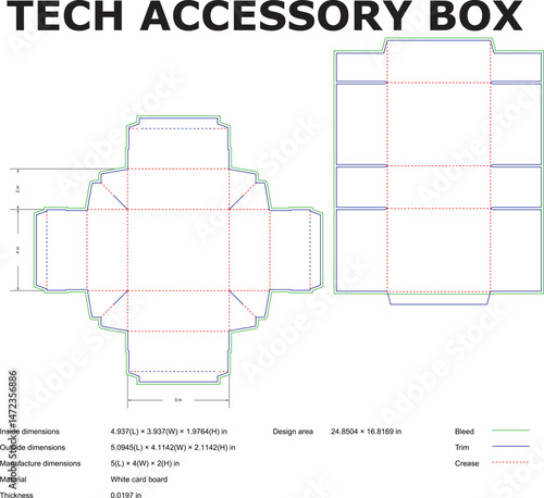 Tech Accessory Packaging Box Design Dimensions, Template, and Dielines