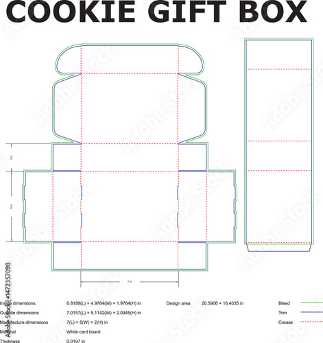 Cookie Gift Box Packaging Design Template DieCut Dimensions