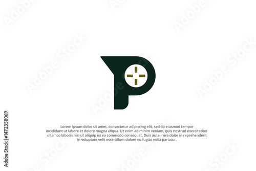 letter p target scope crosshair logo