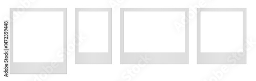 Empty white photo frame. Set realistic photo card frame mockup - vector for stock